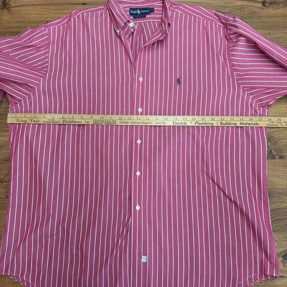 Vtg Polo Ralph Lauren Mens XL Pink White Stripes Preppy Pony 90s Academia READ